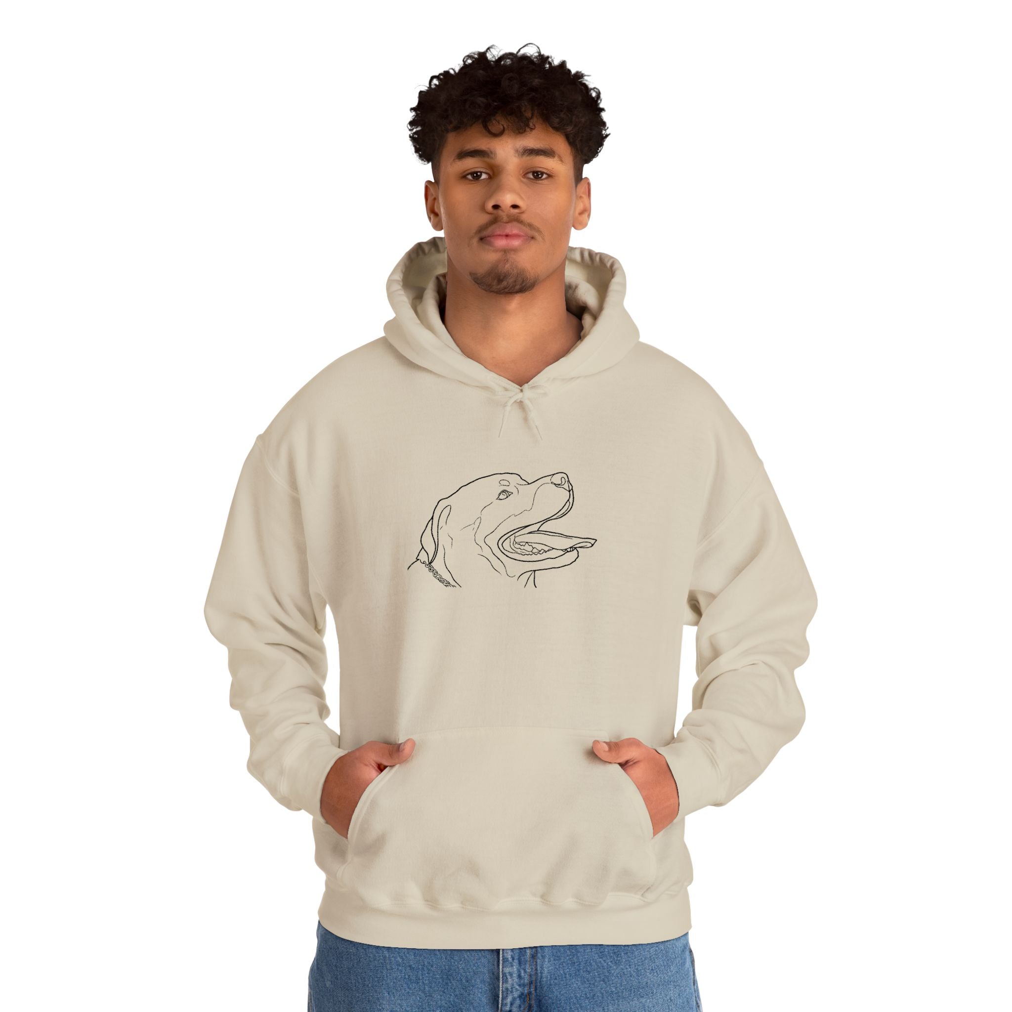 The Rottie Snuggle Unisex Hoodie –Graphic Minimal Dog Line Art