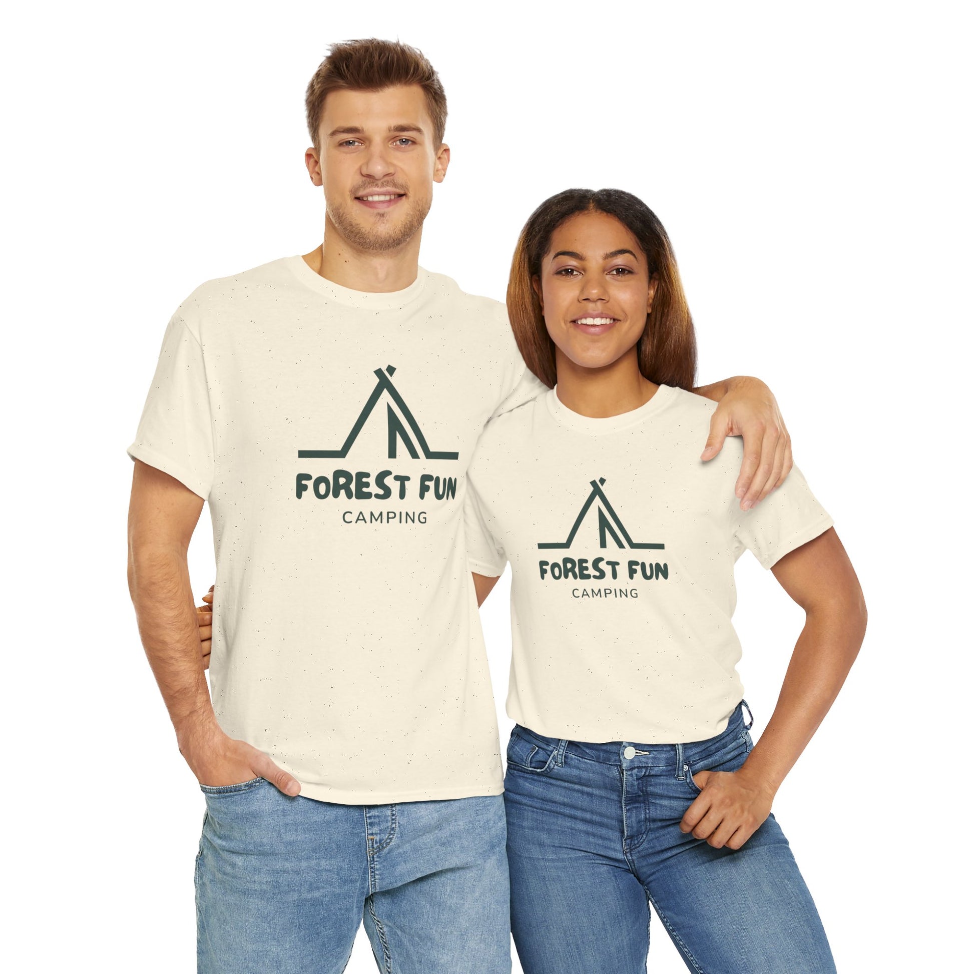 Forest Fun Camping Tee, Unisex Heavy Cotton T-Shirt