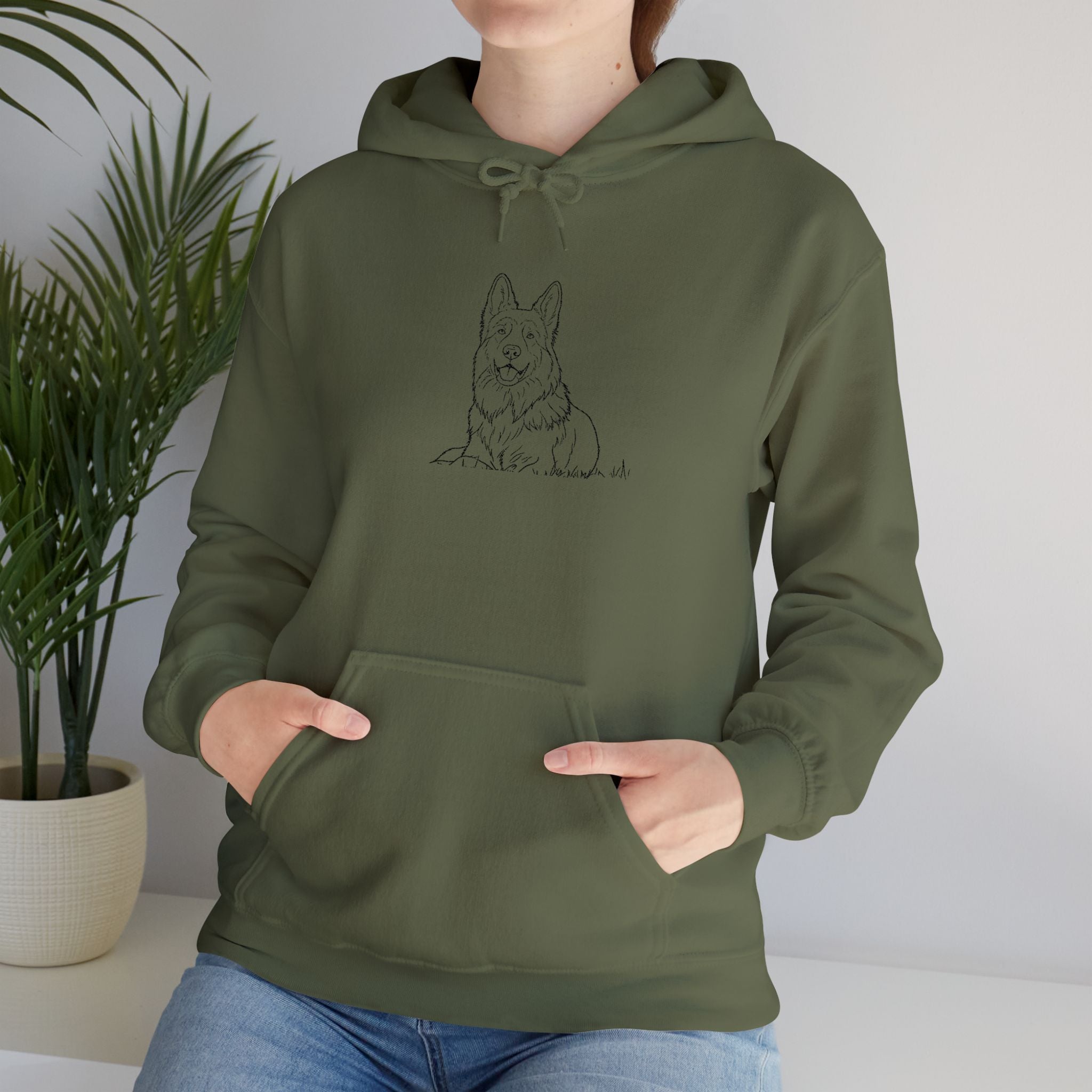 The Shepherd’s Watch Comfort Hoodie  - Minimalist Dog Line Art