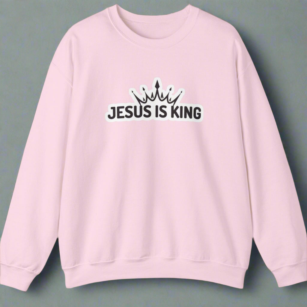 "Jesus is King" Christian Unisex Crewneck Sweatshirt – Bold Faith, Cozy Comfort