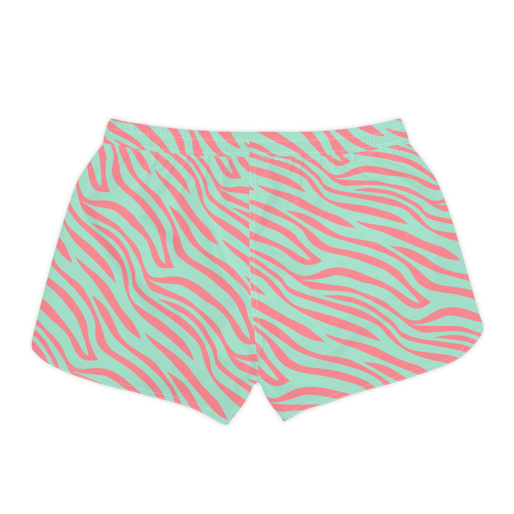 Mint & Coral Zebra Print Women's Casual Shorts — Summer Lounge & Beachwear