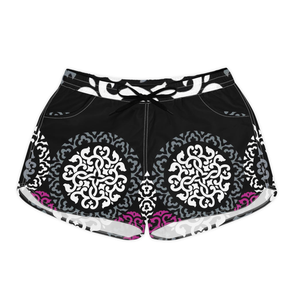 Women's Casual Shorts — Black Medallion Boho Print
