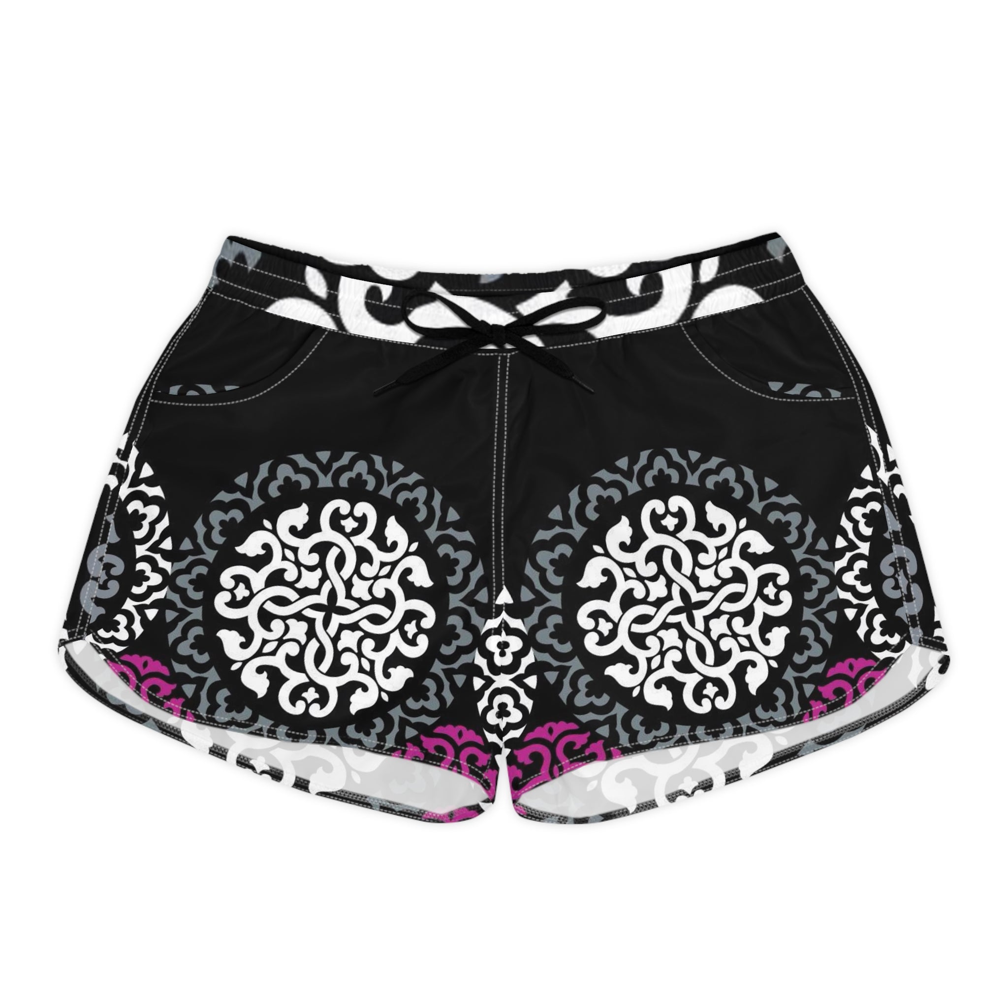 Women's Casual Shorts — Black Medallion Boho Print