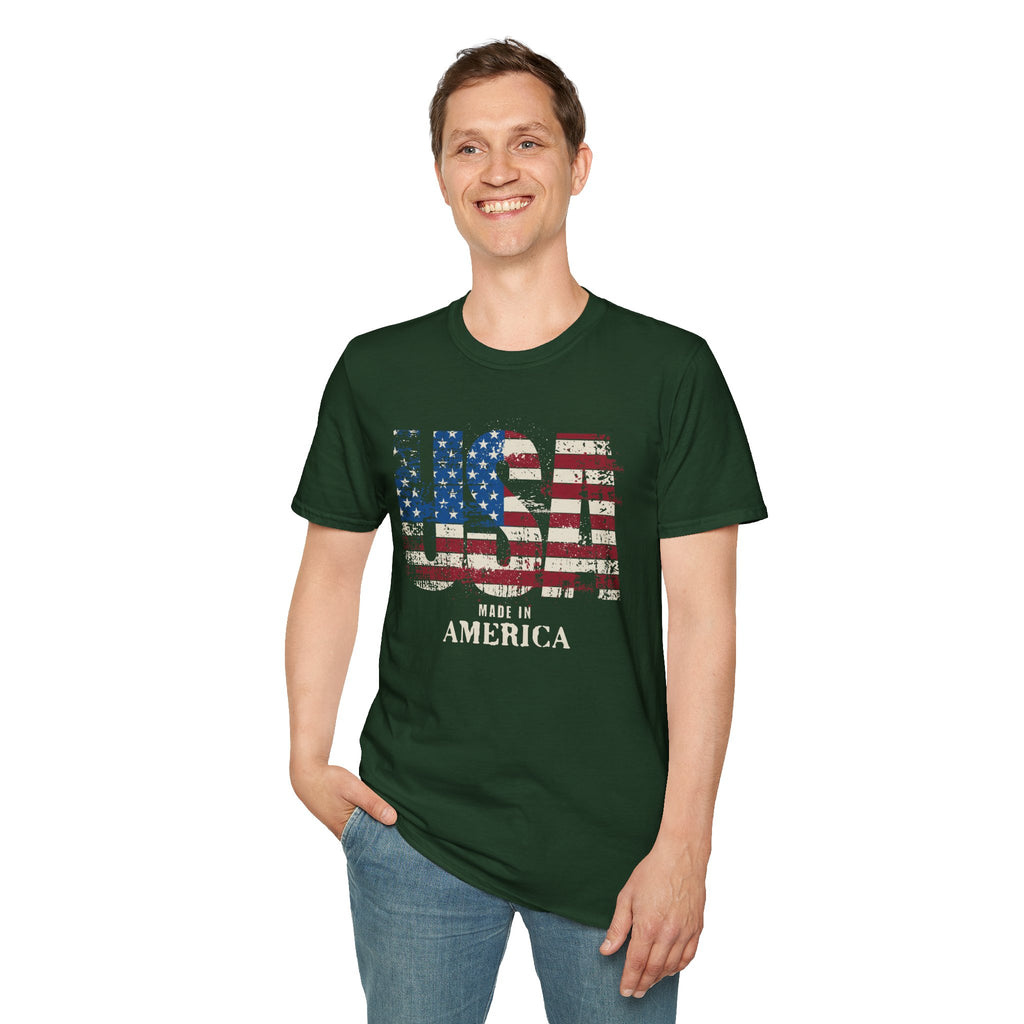 Made in America-American Flag Graphic Tee for the 4th of July