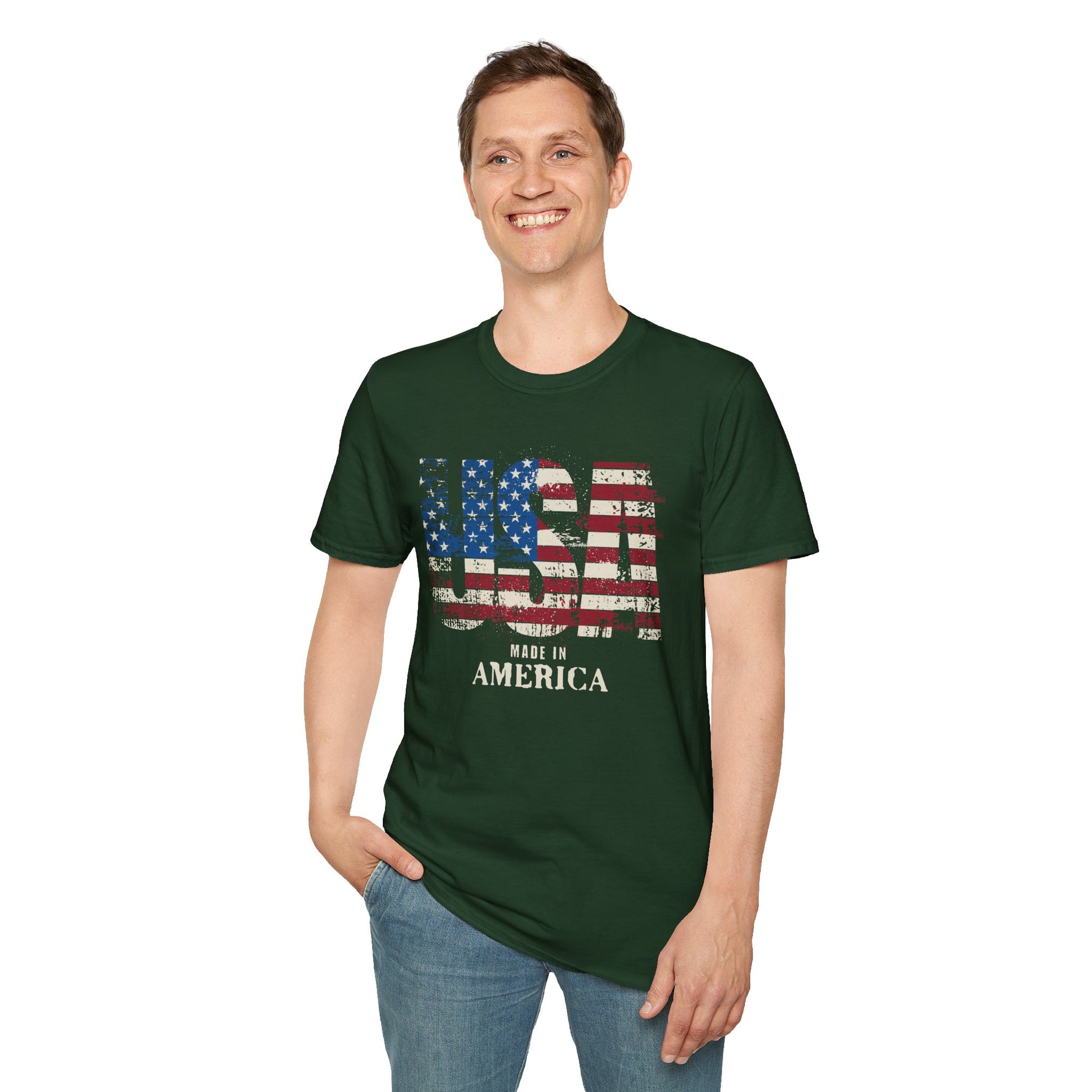 Made in America-American Flag Graphic Tee for the 4th of July
