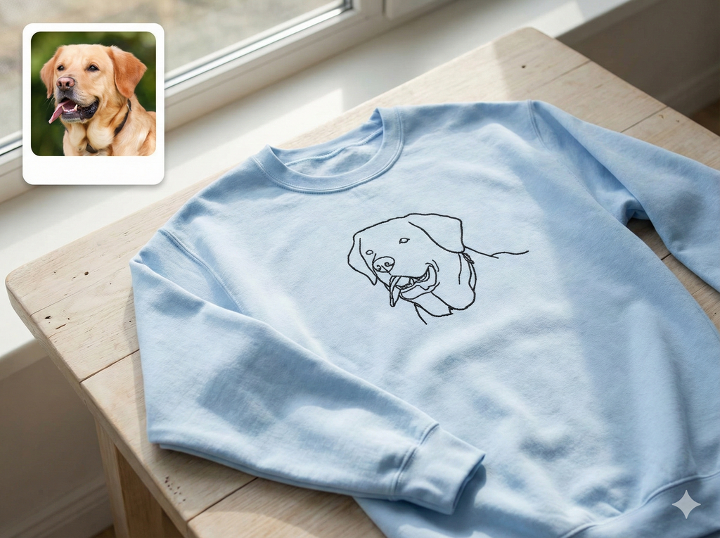 Labrador Love Graphic Crewneck Sweatshirt-Minimal Line Art