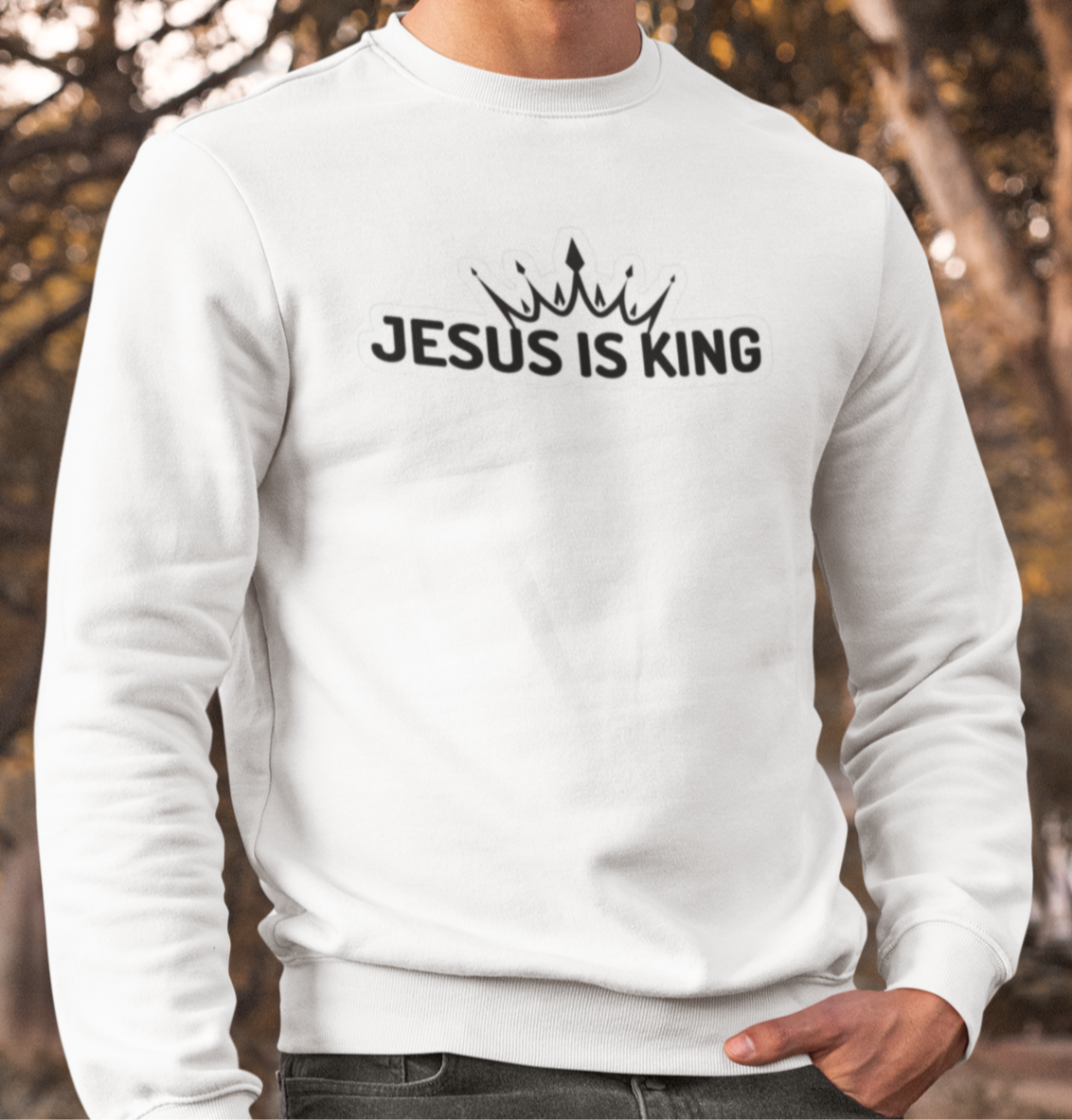 "Jesus is King" Christian Unisex Crewneck Sweatshirt – Bold Faith, Cozy Comfort
