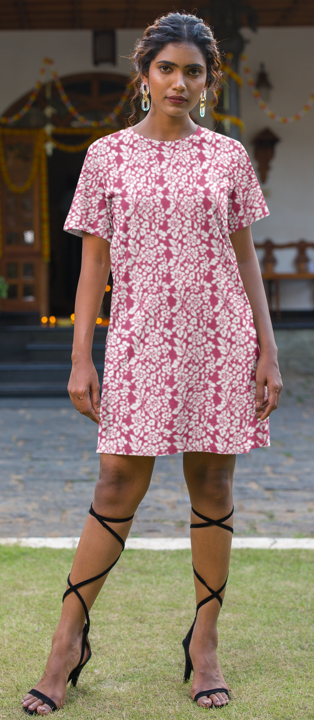 Velour Bloom T-shirt dress