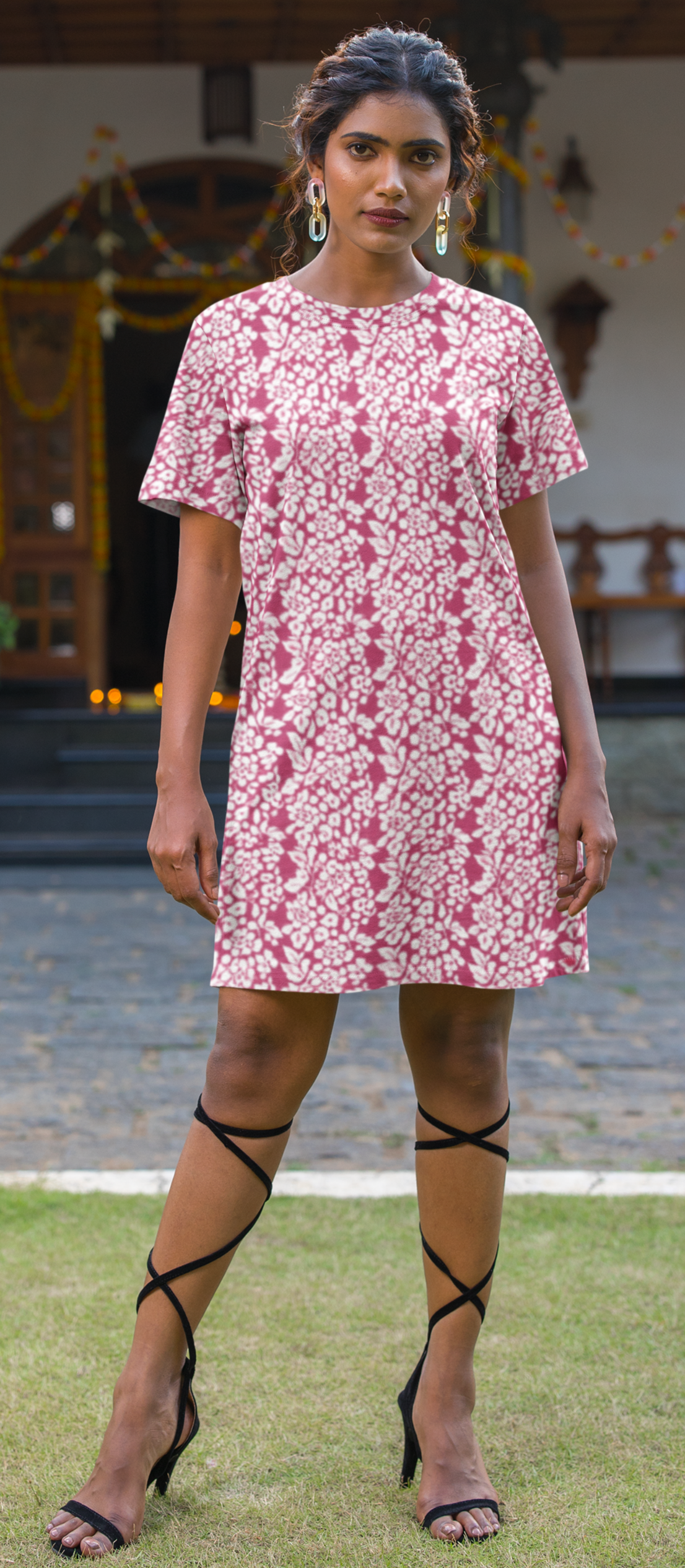 Velour Bloom T-shirt dress
