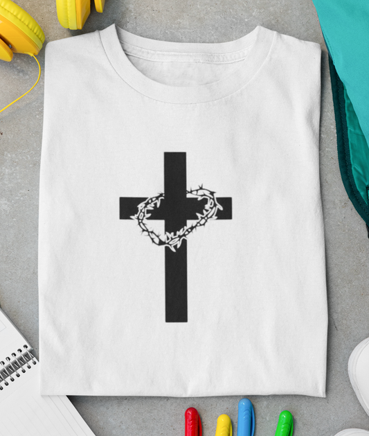 "He Is Risen" Cross & Crown of Thorns Christian Unisex classic T-Shirt – Faith in Every Thread