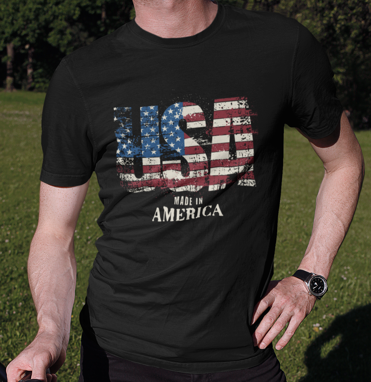 Made in America-American Flag Graphic Tee for the 4th of July