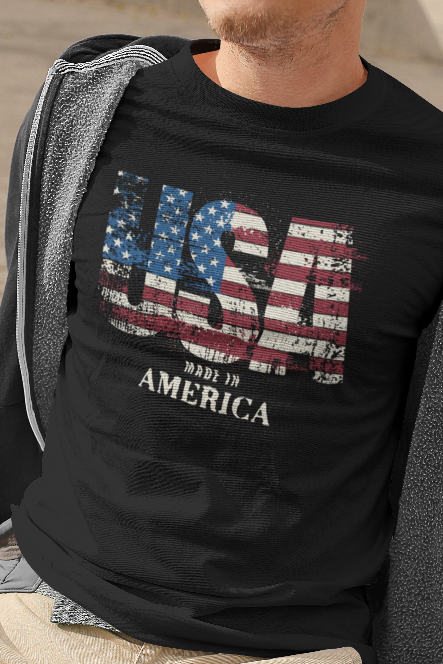 Made in America-American Flag Graphic Tee for the 4th of July