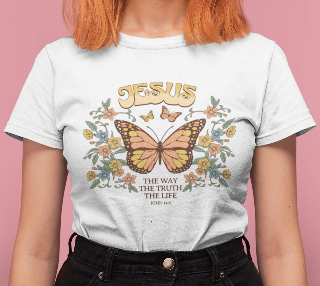 "Jesus: The Way, The Truth, The Life" Butterfly Christian Unisex T-Shirt