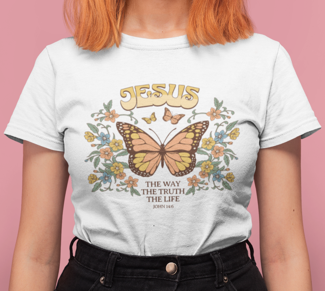 "Jesus: The Way, The Truth, The Life" Butterfly Christian Unisex T-Shirt
