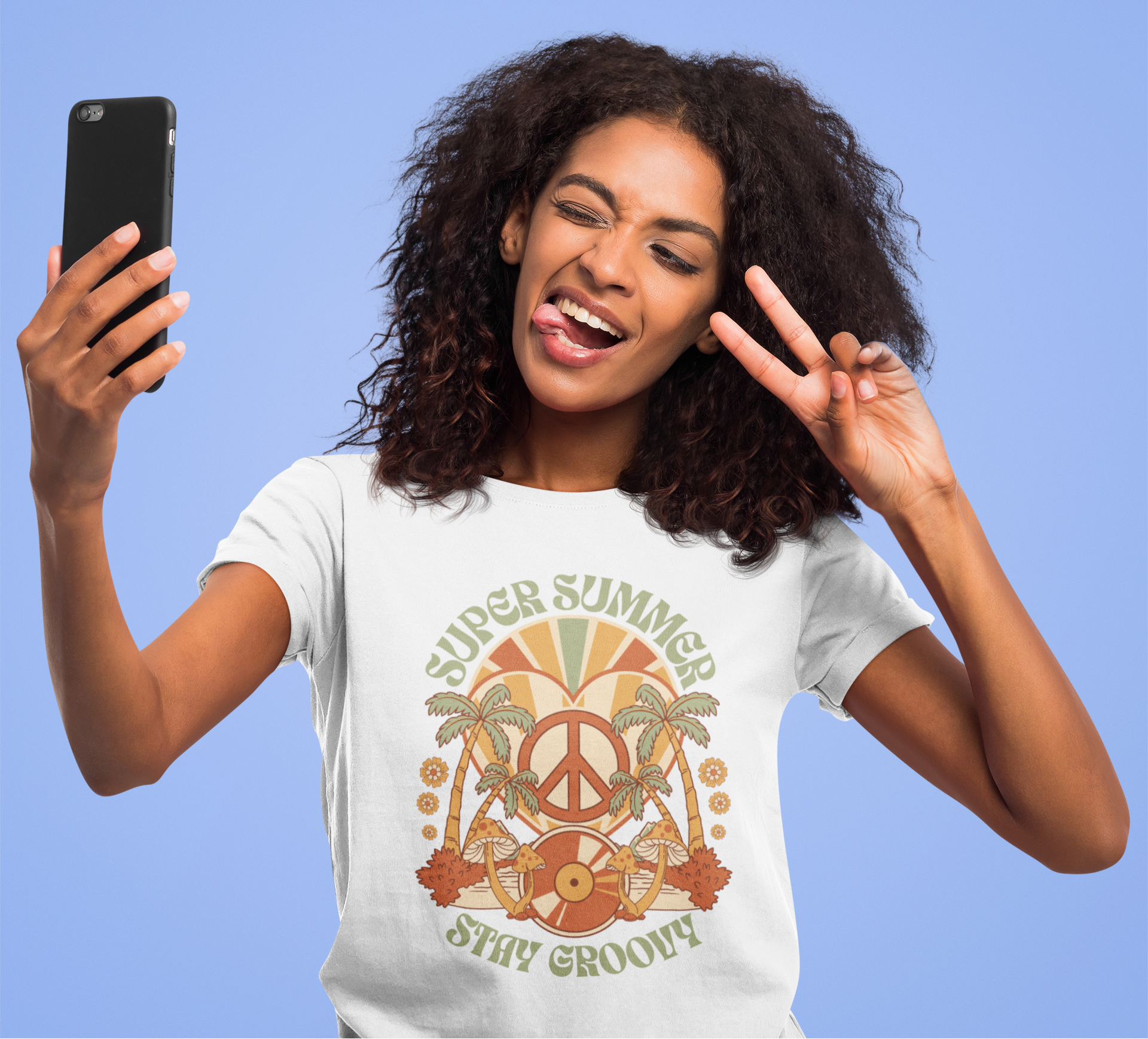 Super Summer Groovy Tee – Peace, Palms & Retro Vibes