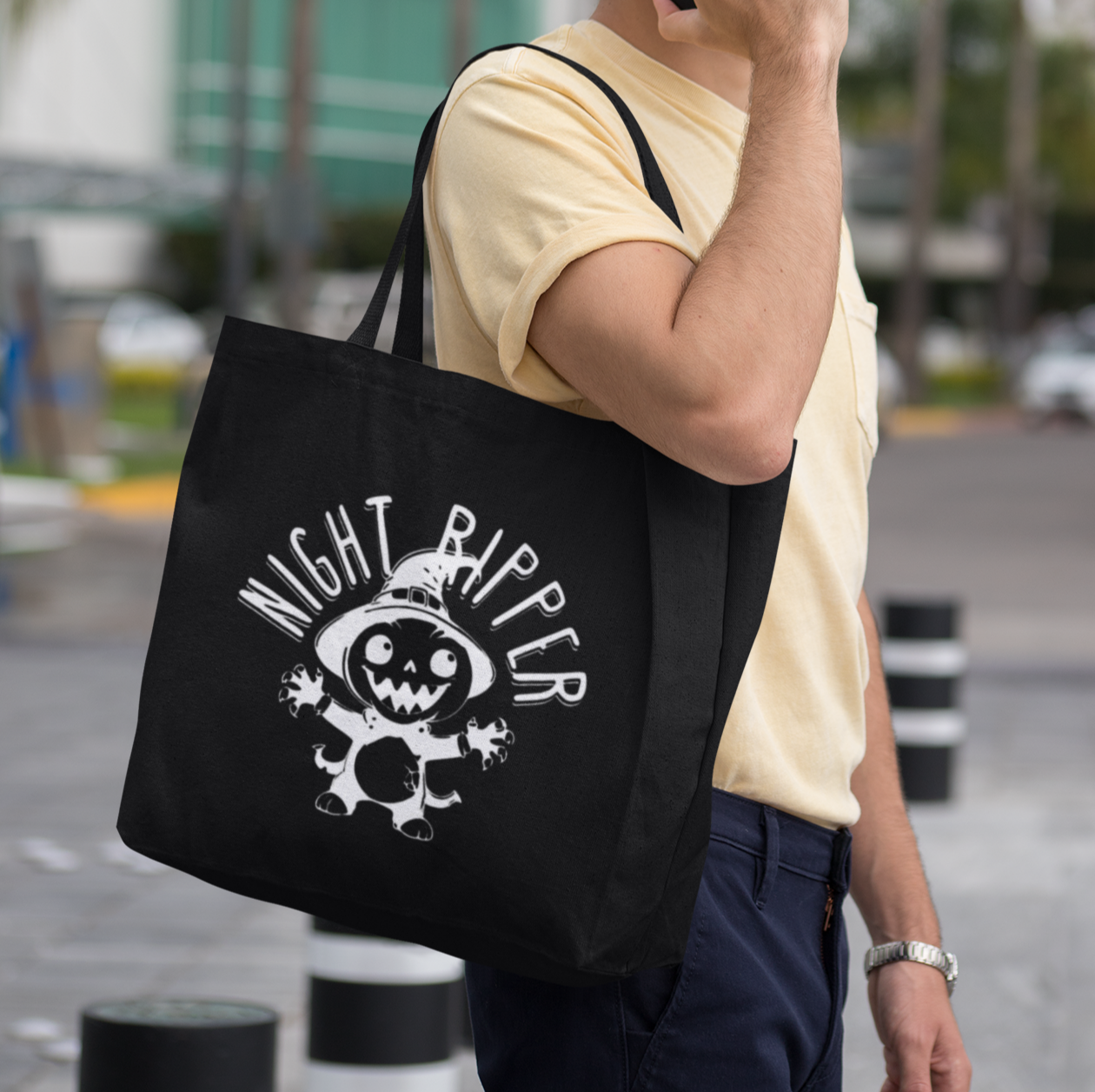Night Ripper Halloween Tote – Fierce, Fun & Full of Fright Cotton Canvas Tote Bag